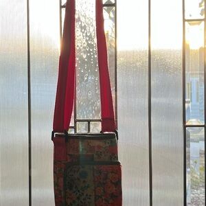 NATURAL LIFE Floral Crossbody Bag with Red Strap